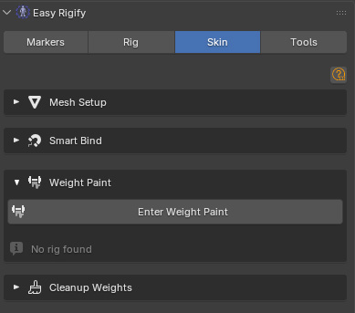 Weight Paint section with Enter Weight Paint button